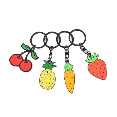 China New Product Latest Design One Way Cute Fruit Europe Manufacturer Custom Key Chain Metal Enamel Car Key Chain Accessories for sale