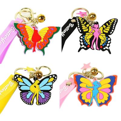 China Custom Wholesale Sublimation PP Cotton Key Chains Soft PVC Rubber Butterfly Logo Key Chain for sale