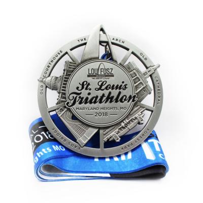 China One Way High Quality Enamel Europe Custom Sport Triathlon Award Medal for sale