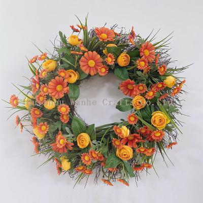 China Welcome Decoration Sign for Spring Summer Green Garland Sunflower Wreath for Front Door Home Porch Wall Window Party Decoration for sale