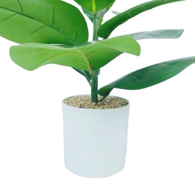 China Wholesale Cheap Eco-friendly Artificial Plastic Round Ficus Green Plants Lyrata Fiddle Leaf Fig Potted Lifelike For Home Decoration for sale