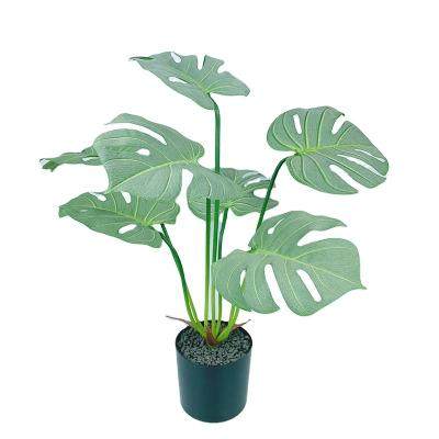 China Home Wedding Eco-Friendly Decorative Monstera Leaves Artificial Palm Leaves Artificial Plant Plastic Wholesale for sale