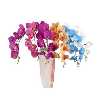 China Wholesale Size 9 Artificial Flower Head Plastic Butterfly Orchids Eco-friendly Plant Nature Touch Large Phalaenopsis Orchids for sale