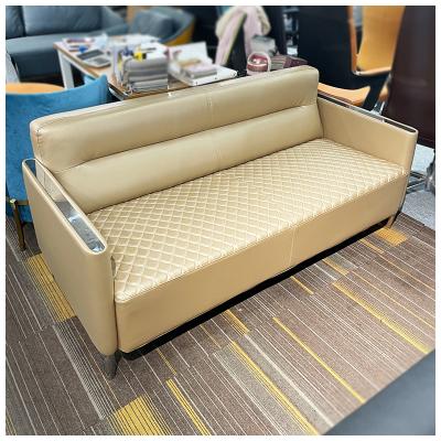 China Modular Executive Sofa Furniture New Modern Luxury Commercial High-End Coffee Color Leather Single Set Office PU Style Wrapping Feature for sale