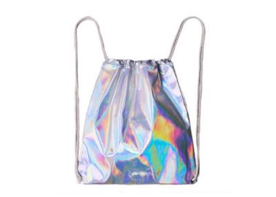 Chine L'argent personnalisé fait sur commande shinny le sac à dos en nylon imperméable de cordon de coutume de sac à dos de laser pour des femmes à vendre