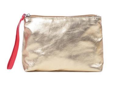 Chine Sac cosmétique en cuir lavable d'unité centrale d'or de maquillage de sac métallique brillant d'article de toilette avec la poignée à vendre