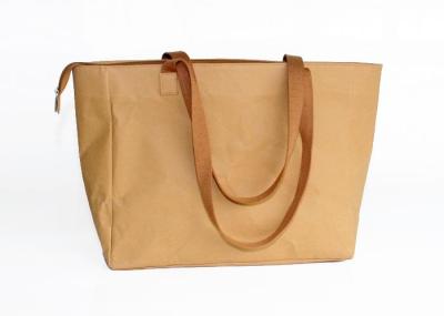 China Duurzame Bruine Wasbare Tote Bags Kraft Paper Shopping-Zwerfstershandtassen met douaneembleem Te koop