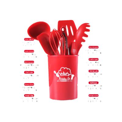 China Wholesale Hot Selling Viable Silicone 10 Pieces Nonstick Spatula Kitchenware Set With Storage Bucket for sale