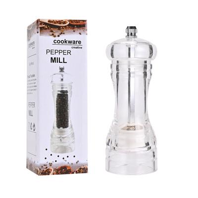 China Sustainable Wholesale Pepper Grinder Household Manual Freshly Ground Pepper Acrylic Storage Container for sale