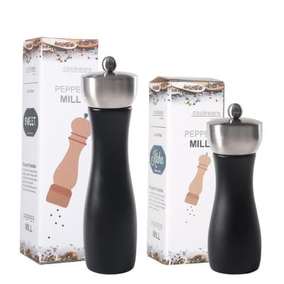 China Eco Friendly Stainless Steel and Manual Wood Pepper Mill Salt Pepper Grinder Kitchen Spice Grinder for sale