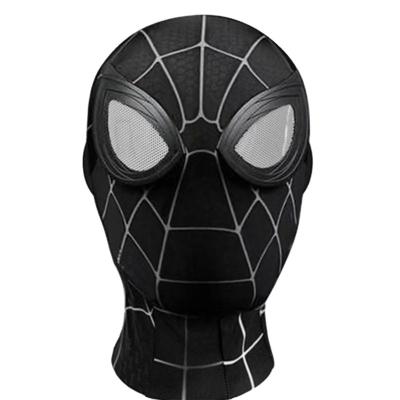 China Spandex Spider-Man Expedition Headgear PVC Mask Marvel Comics Halloween Movie Black Spider-Man Battle Costume for sale