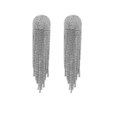 China CLASSIC Women's Personality Temperament Fashion Tassel Diamond Rhinestone Round Long Earrings for sale