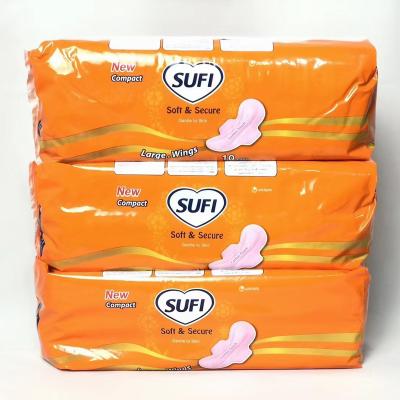 China BESUPER Super Absorbent Approved 240mm Cotton Women Regular Female Biodegradable 100% Organic Sanitary Napkin Pad For Sensitive Skin for sale