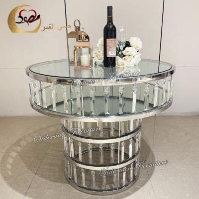 China New design silver stainless steel stand crystal wedding cake tables for events for sale