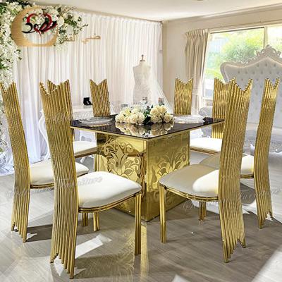 China New sale stainless steel wedding furniture mirror glass table modern design Te koop