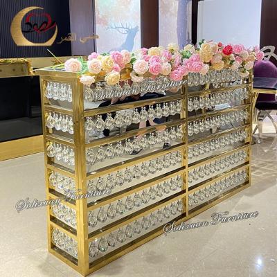 China New arrival clear crystal bar counter restaurant modern gold bar table set furniture for sale