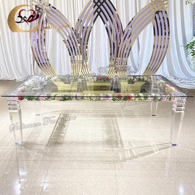 Chine Popular wedding furniture modern clear acrylic transparent wedding table à vendre