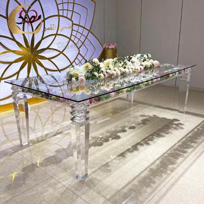 Chine Rectangle glass top party banquet clear crystal acrylic transparent table à vendre