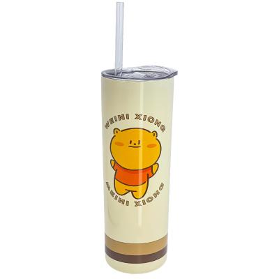 China Stainless Steel Cartoon Straw Cup Colorful Water Bottle PORTABLE Thermos With Double Vacuum Coffee Mug for sale