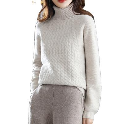 China Autumn And Winter Anti-wrinkle Cable Cashmere Cable Sweater Women's Knitted Sweater Women'S Raglan Sleeve Sweater Bottoming Sweater for sale