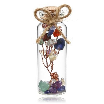 China China Crystal Energy Stone Gemstone Tumbled Gravel Tree Stone Tumbled Gravel Bottle Bow String Wishing Bottle for sale