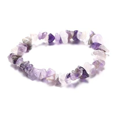 China FASHIONABLE Natural Amethyst Crystal Stone Bracelet Healing Gravel chipped gemstone bracelet for girls for sale