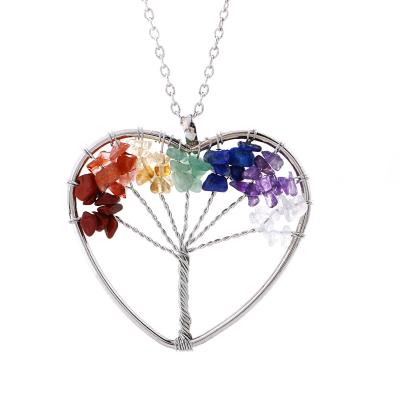 China FASHIONABLE Hot Selling Tree Of Life Chakra Jewelry Pendants Crystal Gemstone Necklace For Wholesale Price for sale