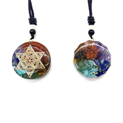 China Fengshui Energy Power Yoga Charm Natural Stone Crystal Pendant Necklace Resin Pendant Necklace for sale