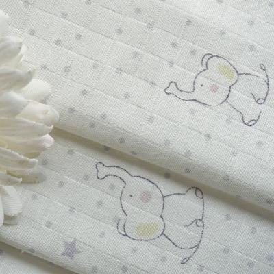 China Modern Design Soft Hand Feel Anti-Static Elephant Print Patterned Cotton Muslin Voile Fabric for sale