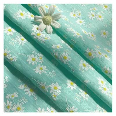 China Fashion Anti-static Design Flower Pattern Green Super Soft Woven 100% Cotton Fabric For Bedding for sale