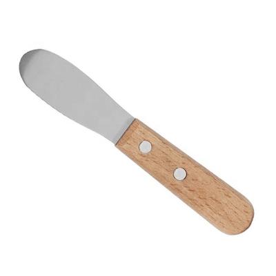 China DG-1376 Mini Stainless Steel Straight Edge Sandwich Cream Viable Wooden Handle Condiment Small Wide Butter Knife for sale