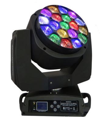 China RGBW Color Rainbow Effect Size Quality 4 in 1 Large Control 19*15 Individual Zoom Bee Eye DJ Stage Lighting Led Wash Beam Moving Head for sale