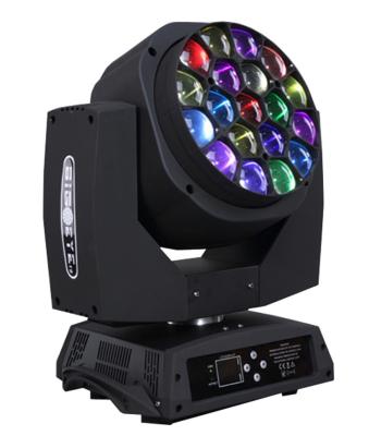 China Color Rainbow Effect Wash Zoom 19*15w RGBW Led Big Bee Eyes Moving Head Light For Stage Decoration for sale