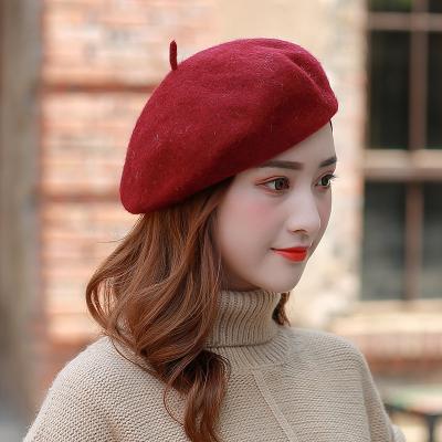 China Checked 13 Colors 2022 Cashmere Retro Soft Lady Berets Hat Fashion Women Berets Wool Hat for sale