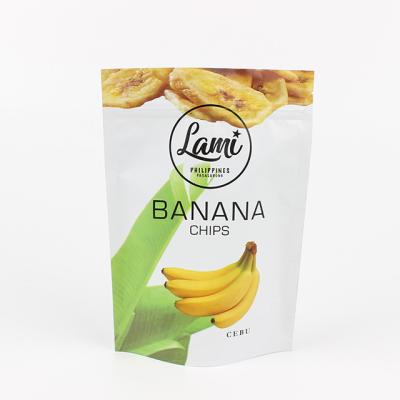 China Recyclable Eco Friendly Custom Plastic Banana Chips Packaging Pouch Food Bag Holder Up Ziplock Pouch for sale