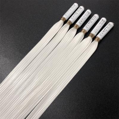 China Dongguan Viable Flat Tip Polyester Cord Metal Reflective White Custom Wax Suction Cord for sale