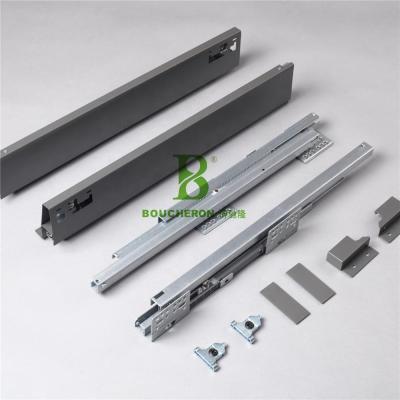 China Drawer height adjustable Â door; ± 2.5mm Full Extension Kitchen Metal Box Drawer Slide 86mm Soft Narrow Height Q-BOX Graphte for sale