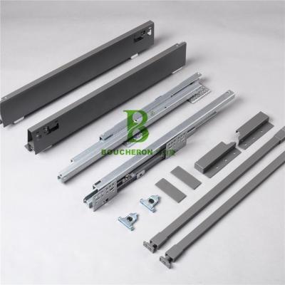 China Drawer height adjustable Â door; ± 2.5mm 135mm Height Q-BOX GRAY Kitchen Drawer Box With Soft Closing Slides Metal Drawer Box for sale