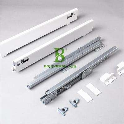 China Drawer height adjustable Â door; ± 2.5mm Full Extension Soft Narrow Concealed Telescopic Drawer Slide Channel 86mm Height for sale