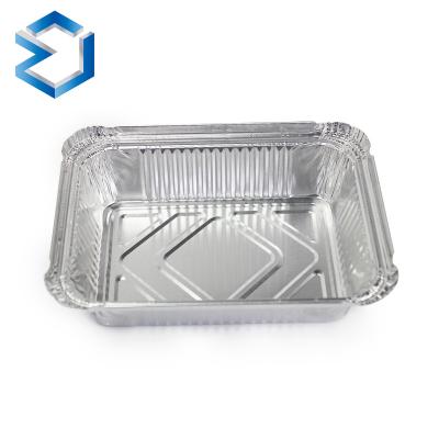 China Hot Sale Custom Food Rectangle Food Grade 700ml Disposable Food Grade Lunch Box Tray Bbq Baking Aluminum Foil Silver Containers for sale