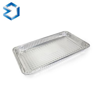 China Food High Temperature 106-108 Size Thickened Rectangular Airline Food Tray Silver Tin Disposable Full Size Aluminum Foil Containers for sale