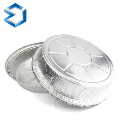 China Food Maker Round Take Away Tray Disposable Aluminum Foil Box Container With Paper Lid for sale