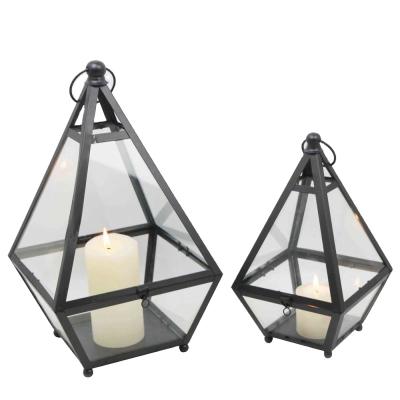 China Home Decor Moroccan Lantern Candle Metal Geometry Glass Lantern for sale