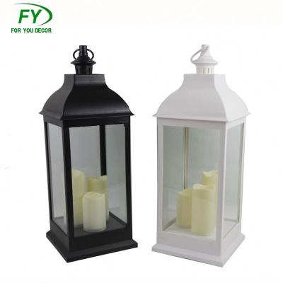 China Home Decoration Tall And Black White Plastic Chinese LED Candle Lantern Light for sale