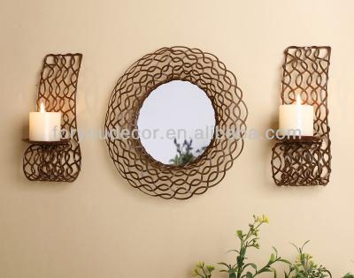 China ECO-frendly CH-31391 set of 3 indoor wall and wedding decoration metal sconce with mirror for sale