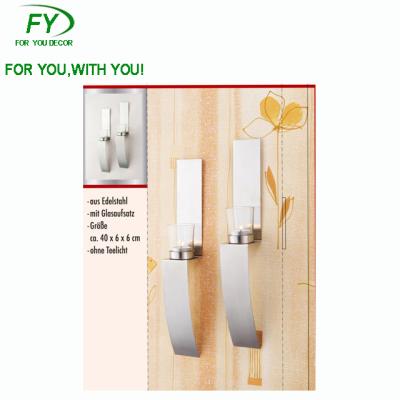 China Home Decoration CH-30219 Stainless Steel Wall Sconce Candle Holder With Clear Glass Jar for sale