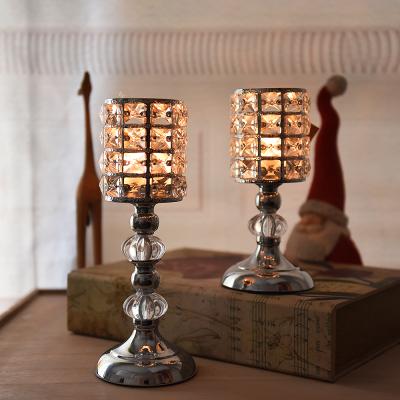 China Home decoration crystal candlestick holder for wedding decoration silver tealight holder for sale