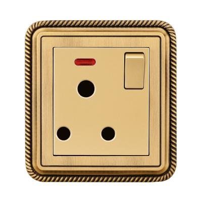 China Residential/General Purpose Type 86 South Africa 3 Pin Wall Socket With Electrical Switch 16A Copper Wire Drawing Panel Sockets And Switches With LED Light for sale