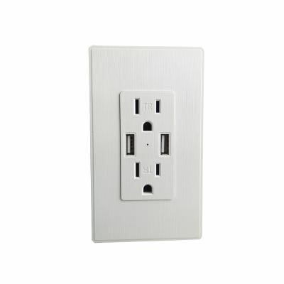 China Residential / Multipurpose Home Wall Outlet Double 2.1A US Standard USB Port Power Outlet Outlets for sale