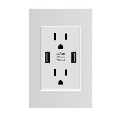 China USB USA Standard Home Dual USB Wall Outlet Socket Power Adapter Outlets for sale